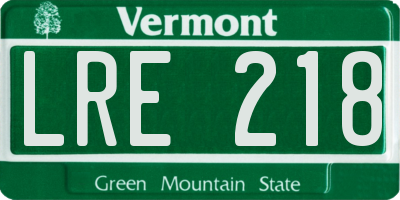 VT license plate LRE218