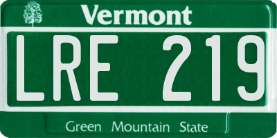 VT license plate LRE219