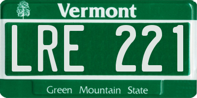 VT license plate LRE221