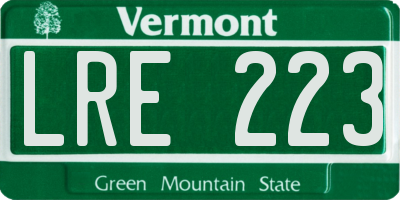 VT license plate LRE223