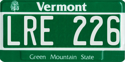 VT license plate LRE226
