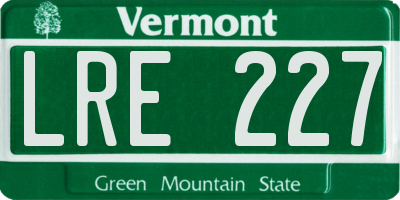 VT license plate LRE227