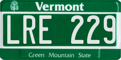 VT license plate LRE229