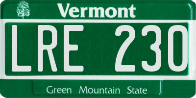 VT license plate LRE230