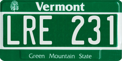VT license plate LRE231