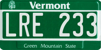 VT license plate LRE233