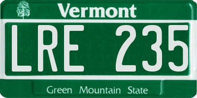 VT license plate LRE235
