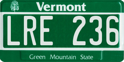 VT license plate LRE236