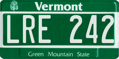 VT license plate LRE242
