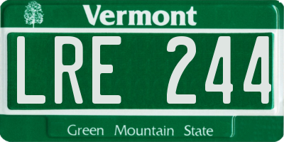 VT license plate LRE244
