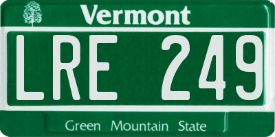 VT license plate LRE249