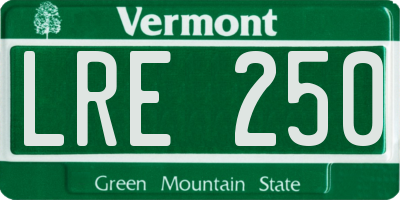 VT license plate LRE250