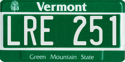 VT license plate LRE251