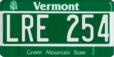 VT license plate LRE254