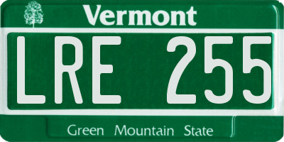 VT license plate LRE255