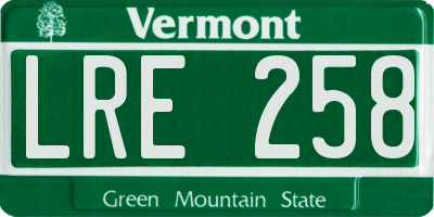 VT license plate LRE258