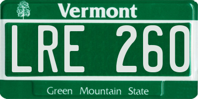 VT license plate LRE260