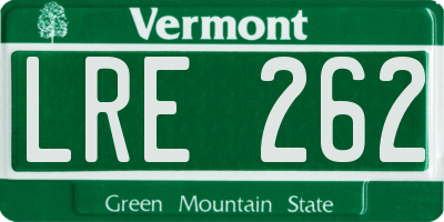 VT license plate LRE262