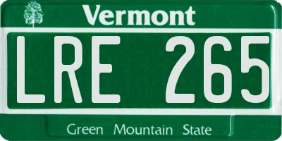 VT license plate LRE265