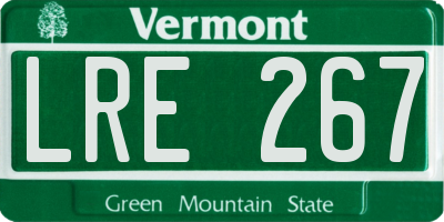 VT license plate LRE267