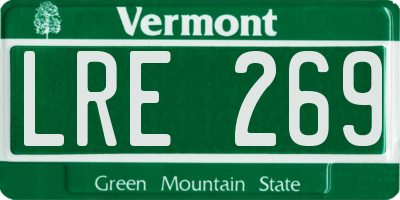 VT license plate LRE269