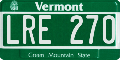 VT license plate LRE270