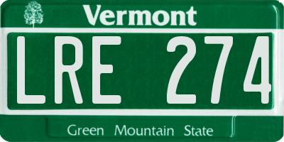 VT license plate LRE274