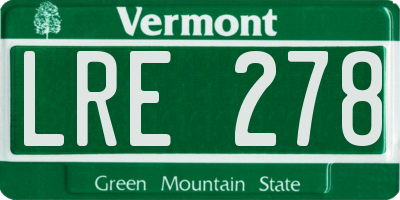 VT license plate LRE278