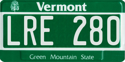VT license plate LRE280