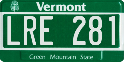 VT license plate LRE281