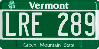 VT license plate LRE289