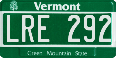 VT license plate LRE292