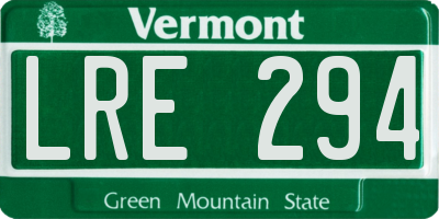 VT license plate LRE294