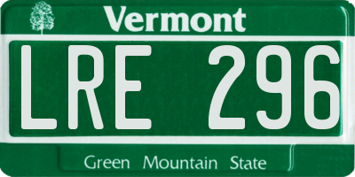 VT license plate LRE296