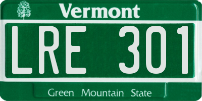 VT license plate LRE301
