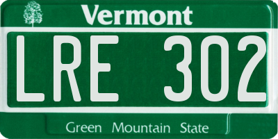 VT license plate LRE302