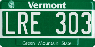 VT license plate LRE303