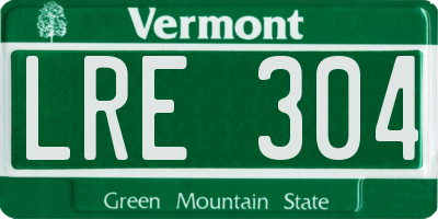 VT license plate LRE304