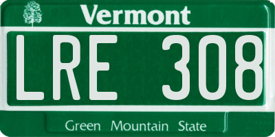 VT license plate LRE308