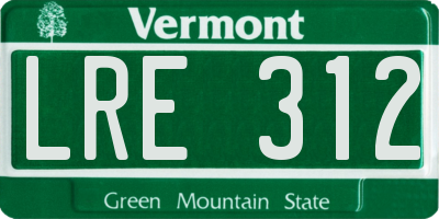 VT license plate LRE312
