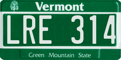 VT license plate LRE314