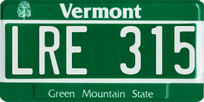 VT license plate LRE315