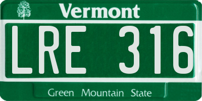 VT license plate LRE316