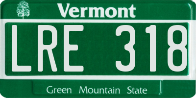VT license plate LRE318
