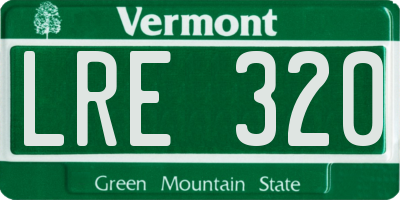 VT license plate LRE320