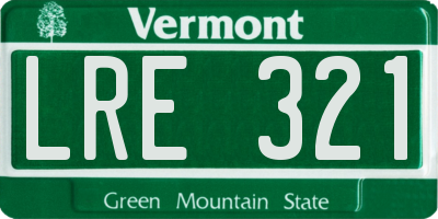 VT license plate LRE321