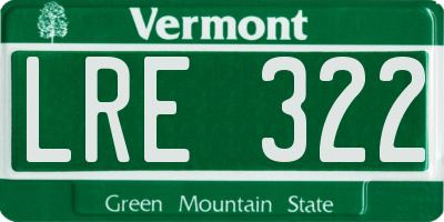 VT license plate LRE322