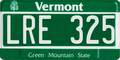 VT license plate LRE325