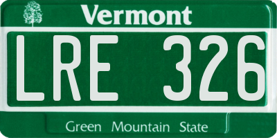 VT license plate LRE326