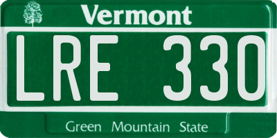 VT license plate LRE330